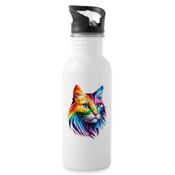 Lgbt Silhouette Poly Art Crystal Kitten Lover - Trinkflasche mit integriertem Trinkhalm - Weiß - Rechts