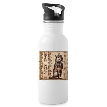 Pharaoh Papyrus Scroll Retro Desert - Water bottle with straw - white - Right