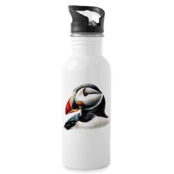 Papageitaucher - Trinkflasche mit integriertem Trinkhalm - Weiß - Rechts