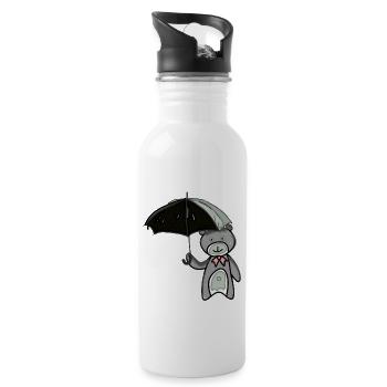 Teddy bear with umbrella - Water bottle with straw - white - Right