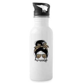 Nonnalife Messy Bun Muttertag Oma Nonna - Trinkflasche mit integriertem Trinkhalm - Weiß - Rechts