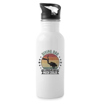 Diving Dad Taucher - Trinkflasche mit integriertem Trinkhalm - Weiß - Rechts