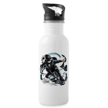 Skateboard Skater Design for 8 Years Boys - Water bottle with straw - white - Right