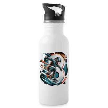 Skateboard Skater Design pour les garçons de 8 ans - Gourde avec paille intégrée - blanc - Droite