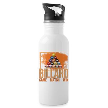 Game - Match - Win - Billard - Trinkflasche mit integriertem Trinkhalm - Weiß - Rechts