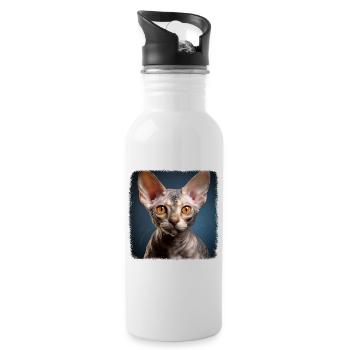 Devon Rex Kitten Devon Rex Cat - Water bottle with straw - white - Right