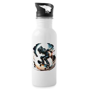 Skateboard Skater Design for 8 Years Boys - Water bottle with straw - white - Right
