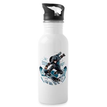 Skateboard Skater Design pour les garçons de 8 ans - Gourde avec paille intégrée - blanc - Droite