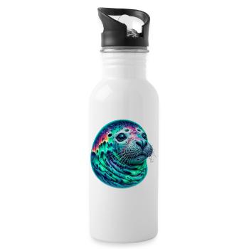 Aurora Borealis Seal - Water bottle with straw - white - Right