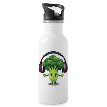 Bubatz - DJ - Musik - Legalize it - Brokkoli - Trinkflasche mit integriertem Trinkhalm - Weiß - Rechts