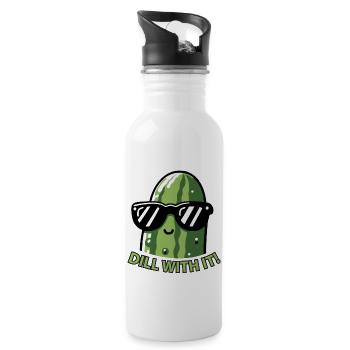 Dill mit lustiger Gurkengurke - Trinkflasche mit integriertem Trinkhalm - Weiß - Rechts