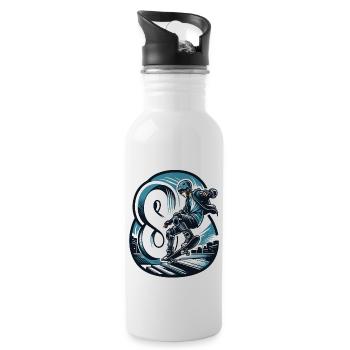 Skateboard Skater Design for 8 Years Boys - Water bottle with straw - white - Right