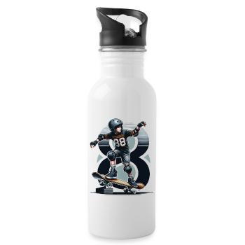 Skateboard Skater Design for 8 Years Boys - Water bottle with straw - white - Right