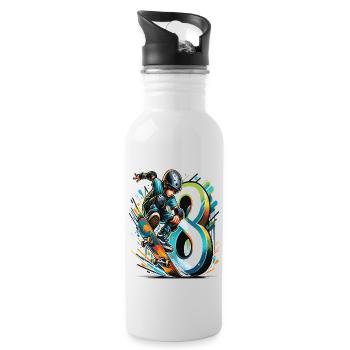 Skateboard Skater Design Für 8 Jahre Jungen - Trinkflasche mit integriertem Trinkhalm - Weiß - Rechts