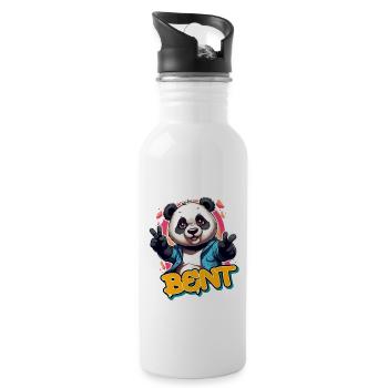 BENT - Handsome boy name with cool panda - Water bottle with straw - white - Right
