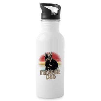 Frenchie Dad French Bulldog Owner - Water bottle with straw - white - Right