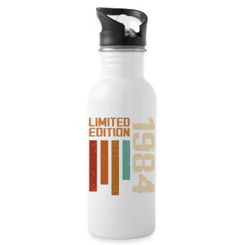 Jahrgang 1984 Retro 1984 Geburtstagsgeschenk - Trinkflasche mit integriertem Trinkhalm - Weiß - Rechts