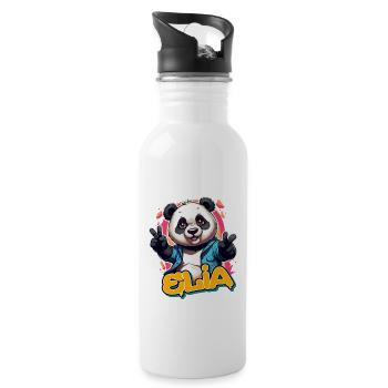 ELIA - Beau prénom de garçon avec panda cool - Gourde avec paille intégrée - blanc - Droite