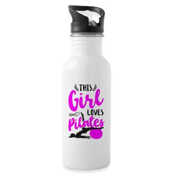 Pilates Instructor Teacher Girl - Water bottle with straw - white - Right