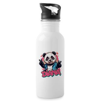 DIANA - Beau nom de fille avec Cool Panda - Gourde avec paille intégrée - blanc - Droite