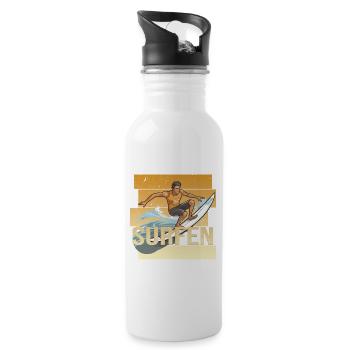 Surfen - Trinkflasche mit integriertem Trinkhalm - Weiß - Rechts