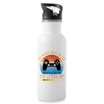 Ich Werde Nicht Älter Ich Level Up - Trinkflasche mit integriertem Trinkhalm - Weiß - Rechts