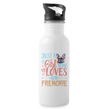 Juste une fille qui aime son bouledogue français Frenchie - Gourde avec paille intégrée - blanc - Droite