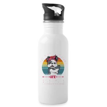 Just A Girl Who Loves Her Frenchie Dog Owner Frenc - Trinkflasche mit integriertem Trinkhalm - Weiß - Rechts