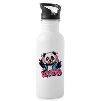 LOURDES - Beau nom de fille avec panda cool - Gourde avec paille intégrée - blanc - Droite