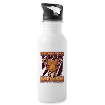 Impress Me Humain Giraffidés Africains Girafe Nubienne - Gourde avec paille intégrée - blanc - Droite