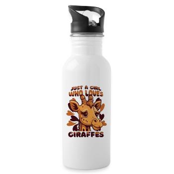 Girl Who Loves Giraffes Nubian African Giraffidae - Water bottle with straw - white - Right