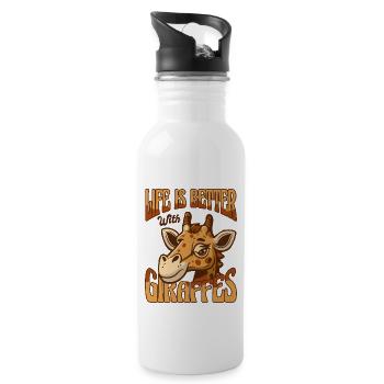 Life is Better with Giraffes Nubian African - Water bottle with straw - white - Right