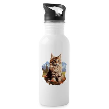 Maine Coon Kitten Maine Coon Cat - Water bottle with straw - white - Right