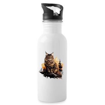 Maine Coon Kitten Maine Coon Cat - Water bottle with straw - white - Right