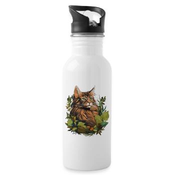 Maine Coon Kitten Maine Coon Cat - Water bottle with straw - white - Right