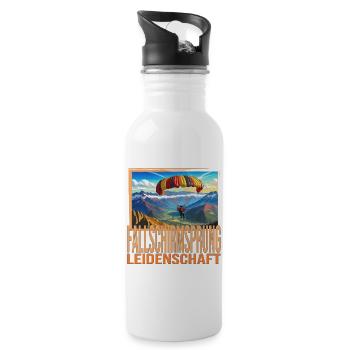 Fallschirmsprung Leidenschaft - Trinkflasche mit integriertem Trinkhalm - Weiß - Rechts
