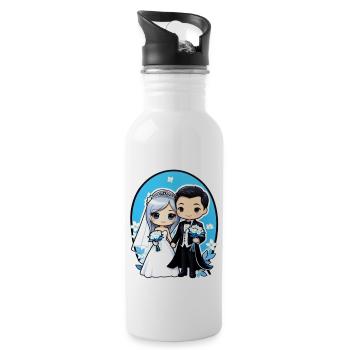 Just Married - Zur Hochzeit - Trinkflasche mit integriertem Trinkhalm - Weiß - Rechts