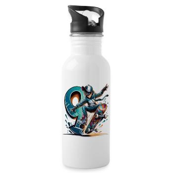 Skateboard Skater Design pour 9 ans garçons - Gourde avec paille intégrée - blanc - Droite