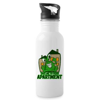 Bring mich in deine Wohnung T-Shirt Space Grünes Wortspiel - Trinkflasche mit integriertem Trinkhalm - Weiß - Rechts