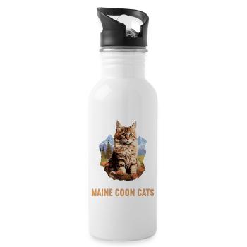 Maine Coon Kitten Maine Coon Cat - Water bottle with straw - white - Right