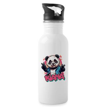 KIANA - Beau nom de fille avec Cool Panda - Gourde avec paille intégrée - blanc - Droite