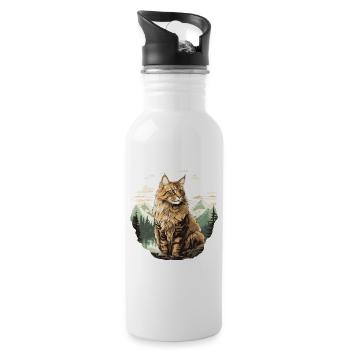 Maine Coon Kitten Maine Coon Cat - Water bottle with straw - white - Right