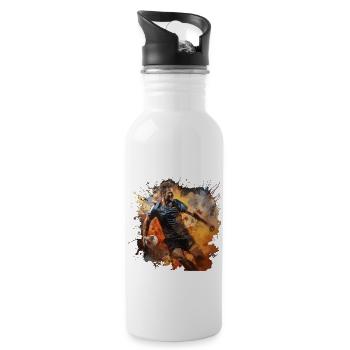 Handball Spieler. Aquarell. - Trinkflasche mit integriertem Trinkhalm - Weiß - Rechts