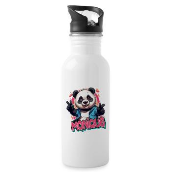 MONIQUE - Beau prénom de fille avec panda cool - Gourde avec paille intégrée - blanc - Droite