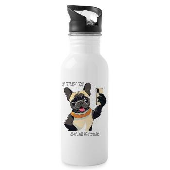 SELFIES DE CHIEN SUR SMARTPHONE AVEC STYLE - Gourde avec paille intégrée - blanc - Droite