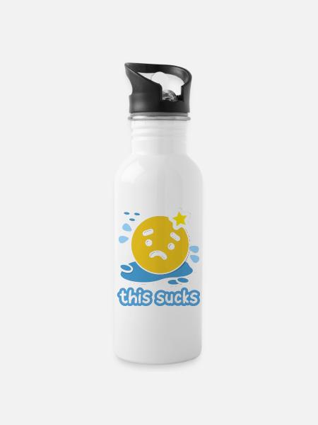 Das ist Scheisse - Trinkflasche mit integriertem Trinkhalm - Weiß