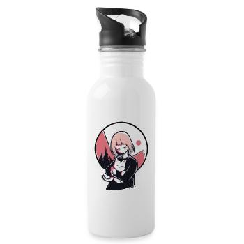 Just the Two of Us: A Girl and Her Cat - Water bottle with straw - white - Right