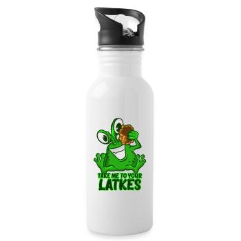 Take Me To Your Latkes T-Shirt Drôle Vert Espace - Gourde avec paille intégrée - blanc - Droite