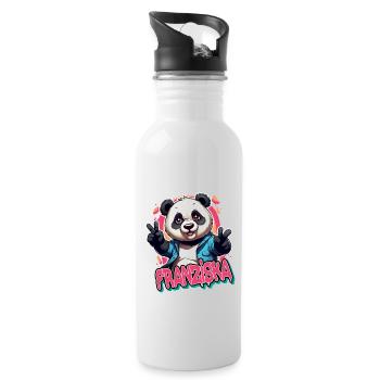 FRANZISKA - Schöner Mädchen Name mit coolem Panda - Trinkflasche mit integriertem Trinkhalm - Weiß - Rechts