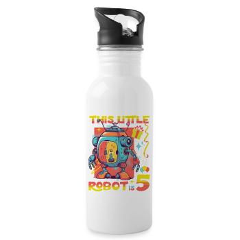 Enfants Anniversaire Robot Âge Cinq 5ème Anniversaire Robotique - Gourde avec paille intégrée - blanc - Droite